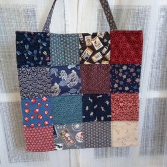 Japanese fabric quilted patchwork tote bag