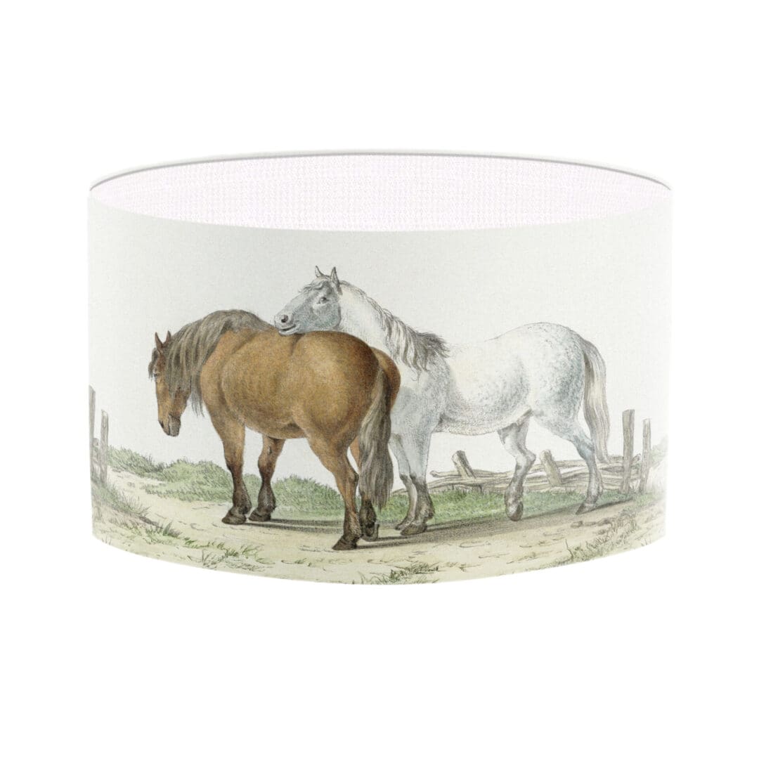 lampshade with horse illustration print