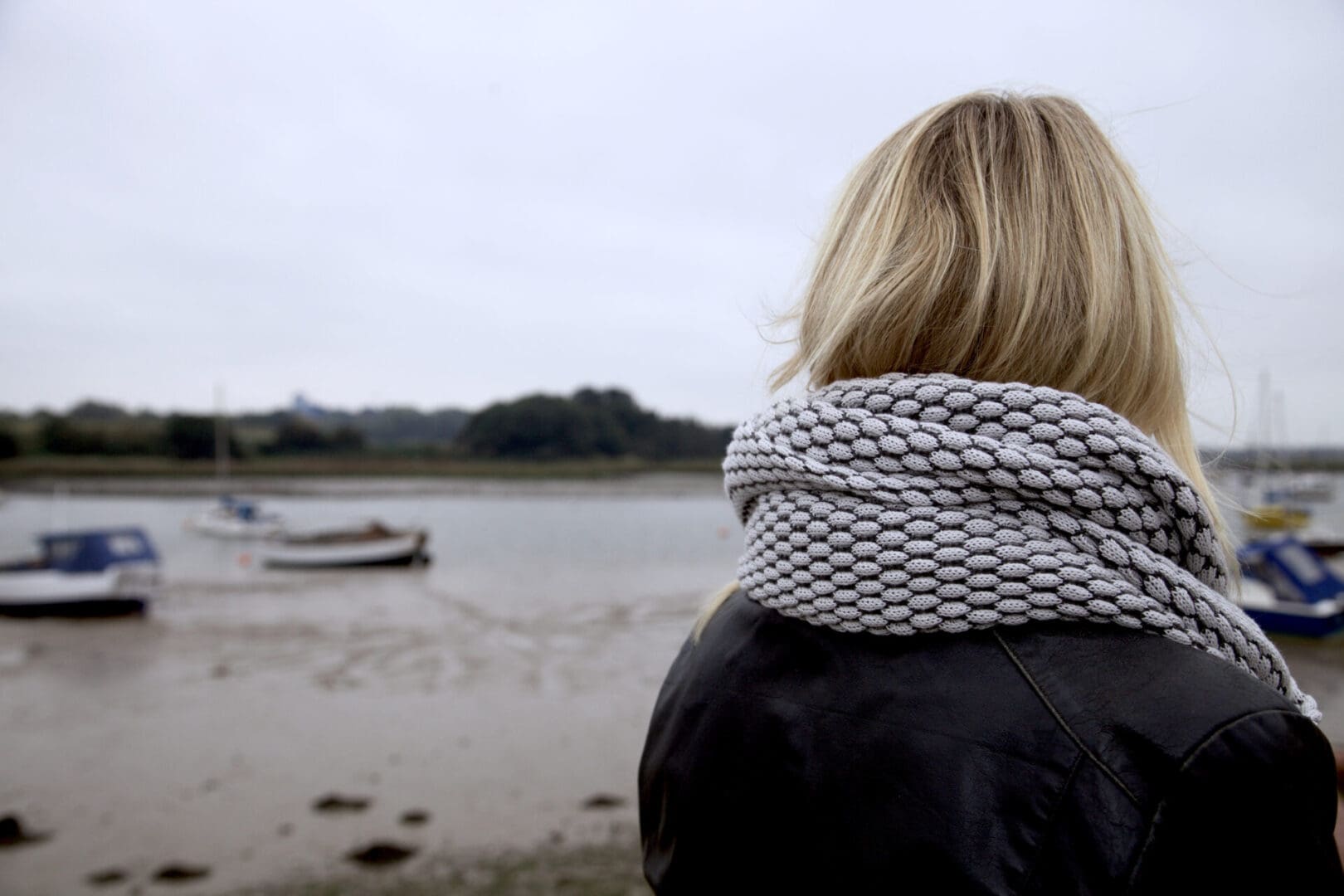 Grey Infinity Scarf - Back View