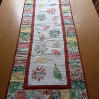 Morris fabric applique table runner