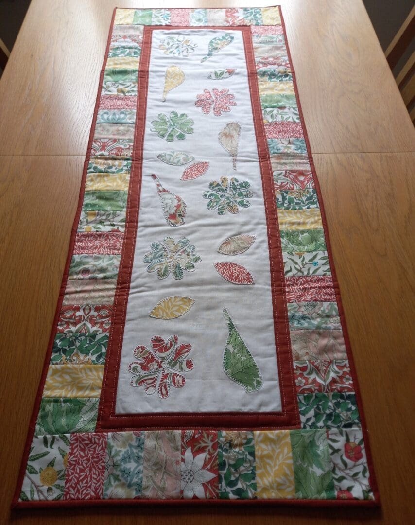 Morris fabric applique table runner