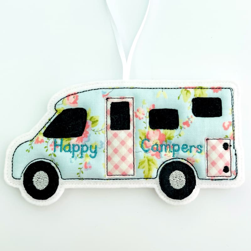 Motorhome Fabric Hanging Decoration Personalised Gift Blue