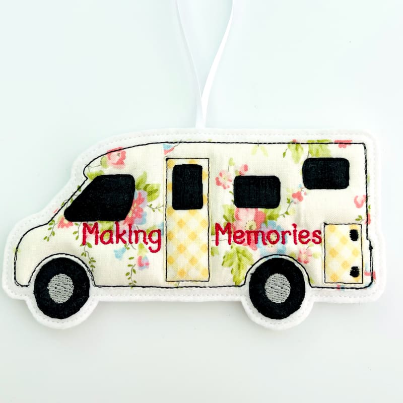 Motorhome Fabric Hanging Decoration Personalised Gift Cream