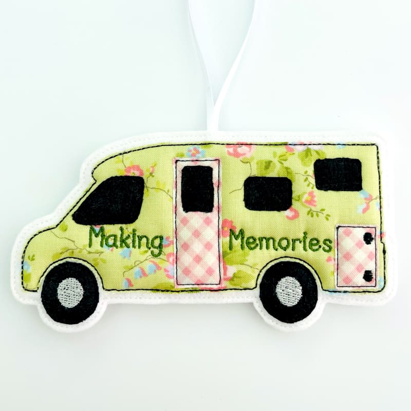 Motorhome Fabric Hanging Decoration Personalised Gift Green