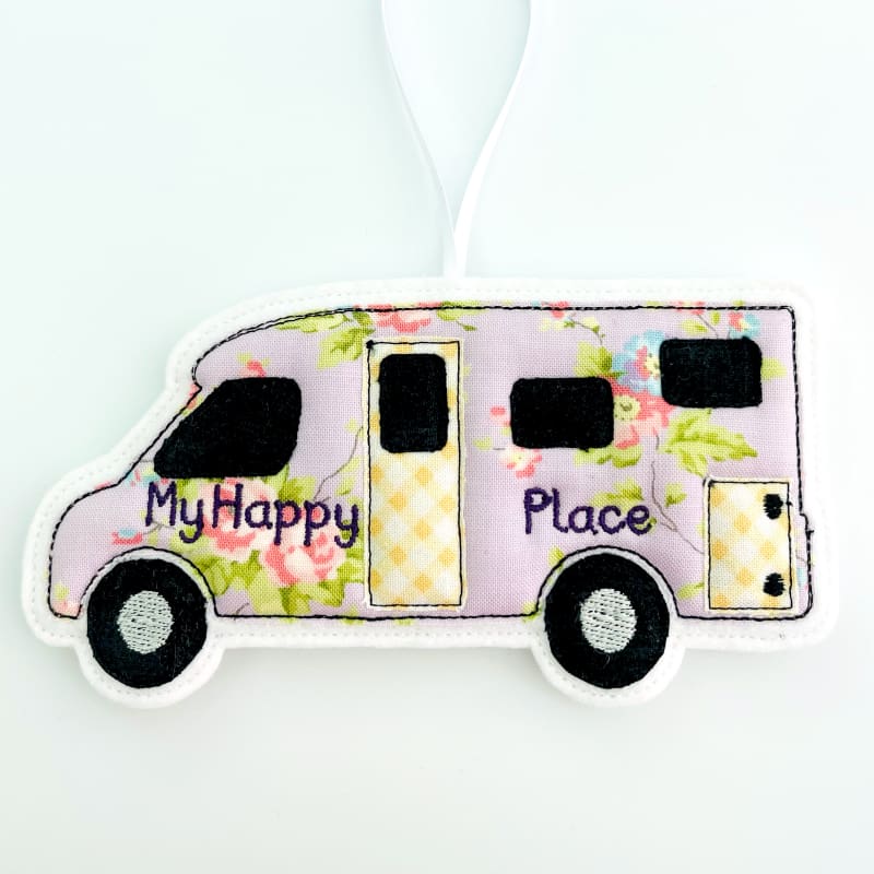 Motorhome Fabric Hanging Decoration Personalised Gift Lilac