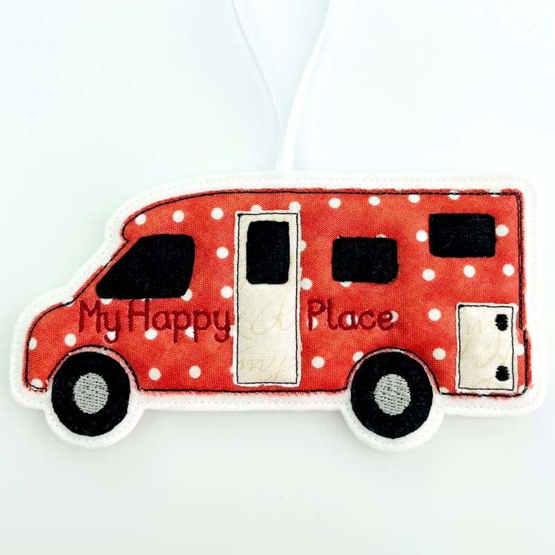 Motorhome Fabric Hanging Decoration Personalised Gift Red Spot