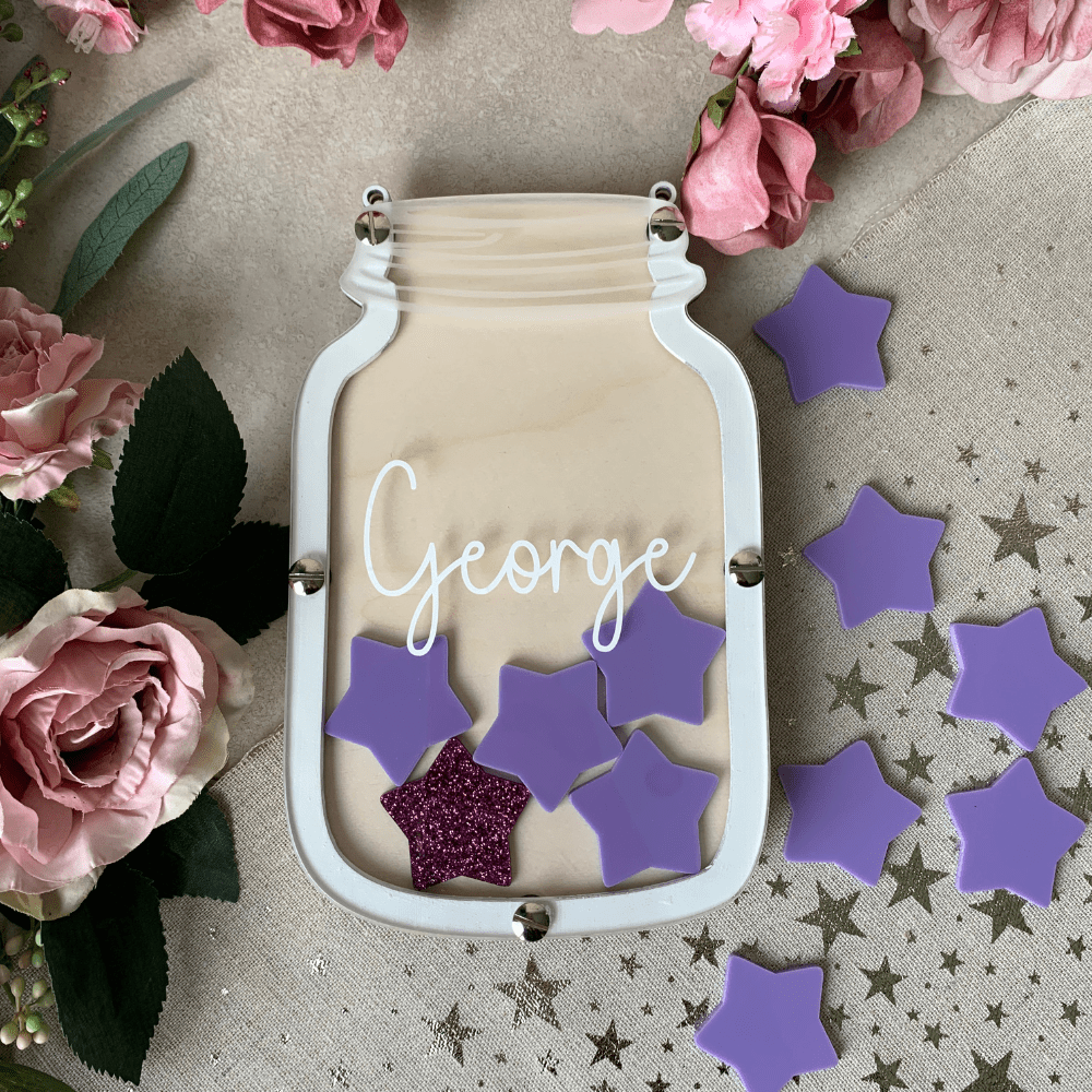 pastel purple reward jar with star tokens