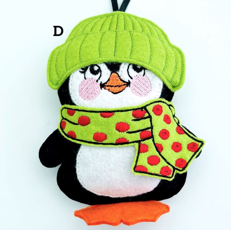 Penguin Hanging Decoration Green Red Spots D