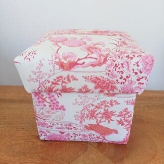 Pink oriental fabric covered trinket box