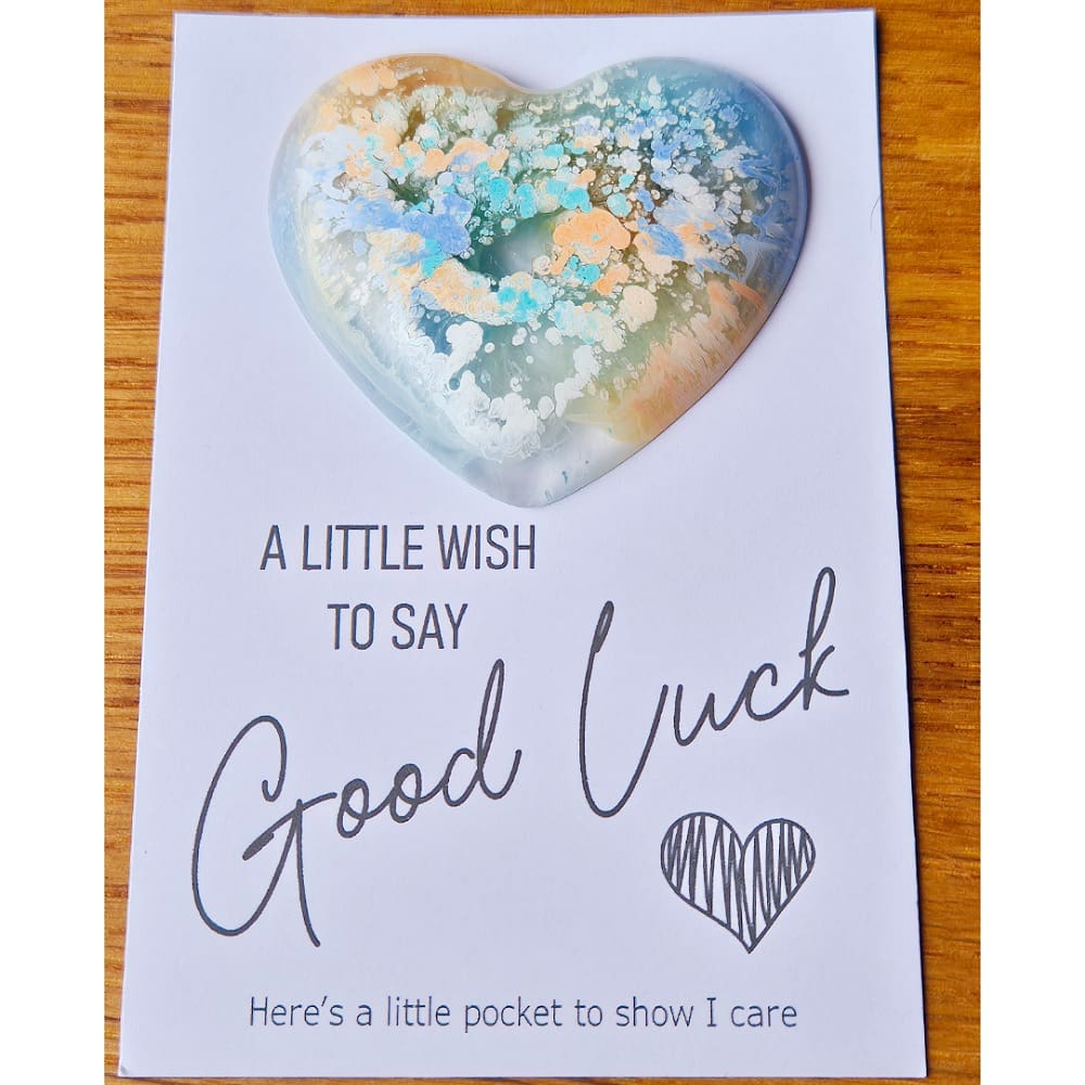 Pocket hug - good luck - hearts - resin purple