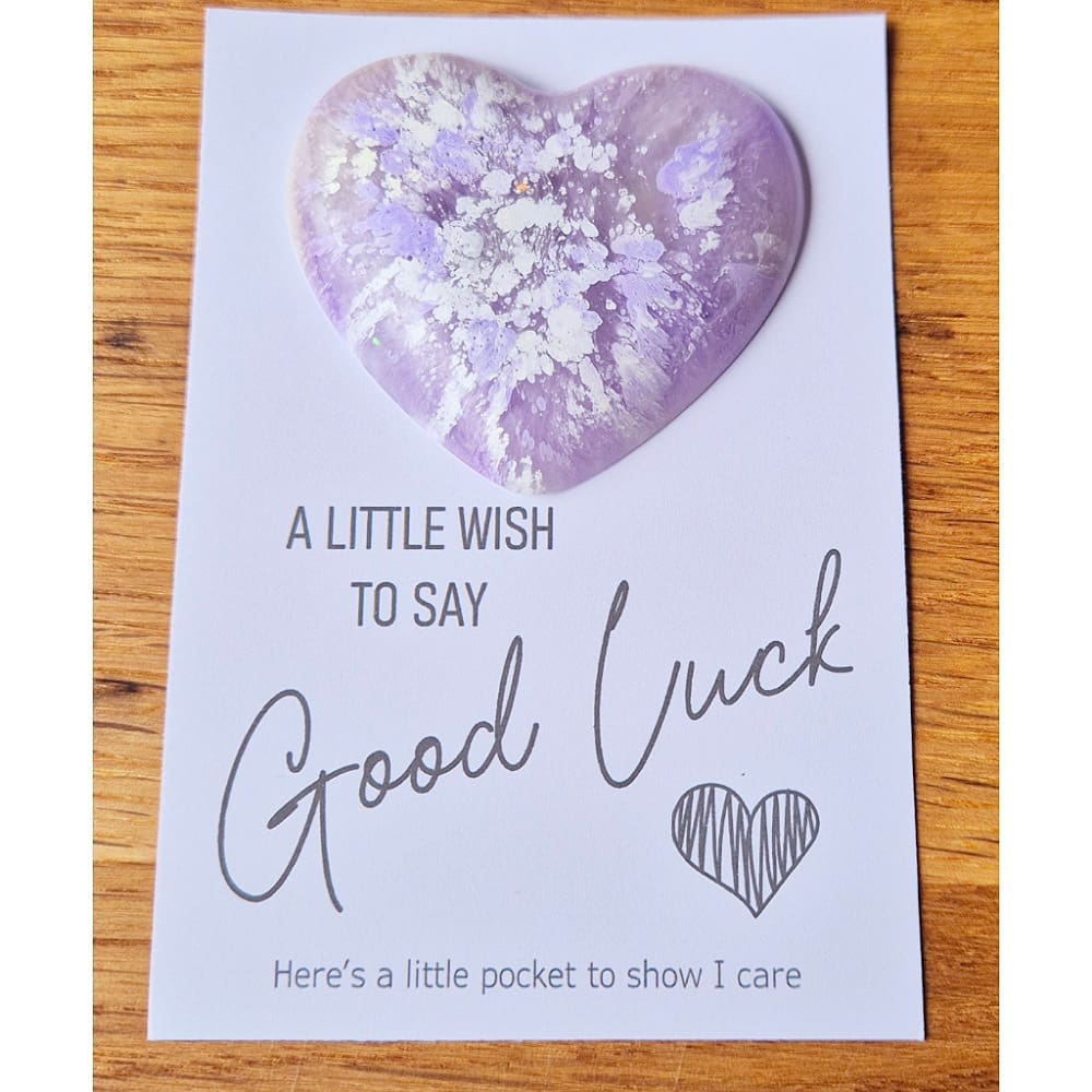 Pocket hug - good luck - hearts - resin purple