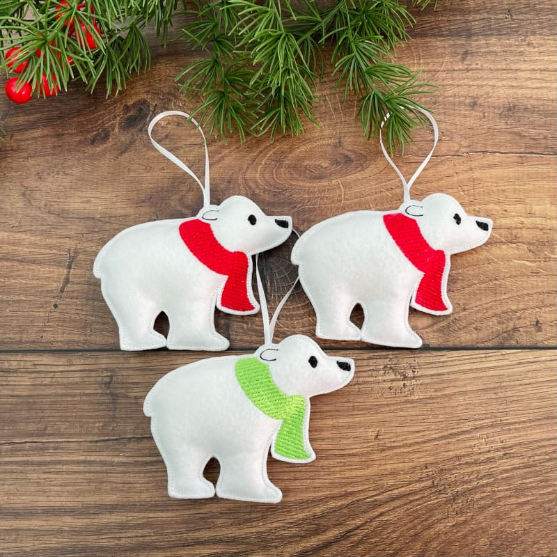 Polar Bear With Scarf Hanging Decoration Personalised Gifts