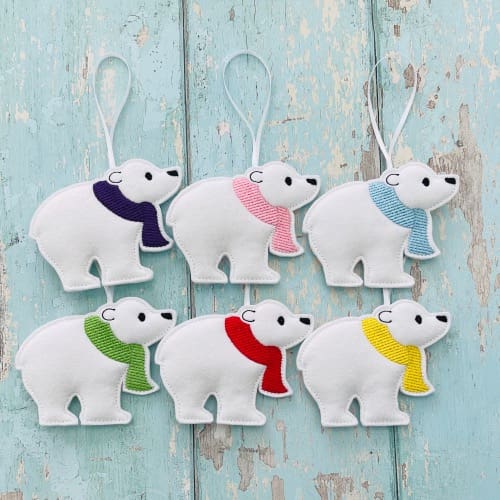 Polar Bear With Scarf Hanging Decoration