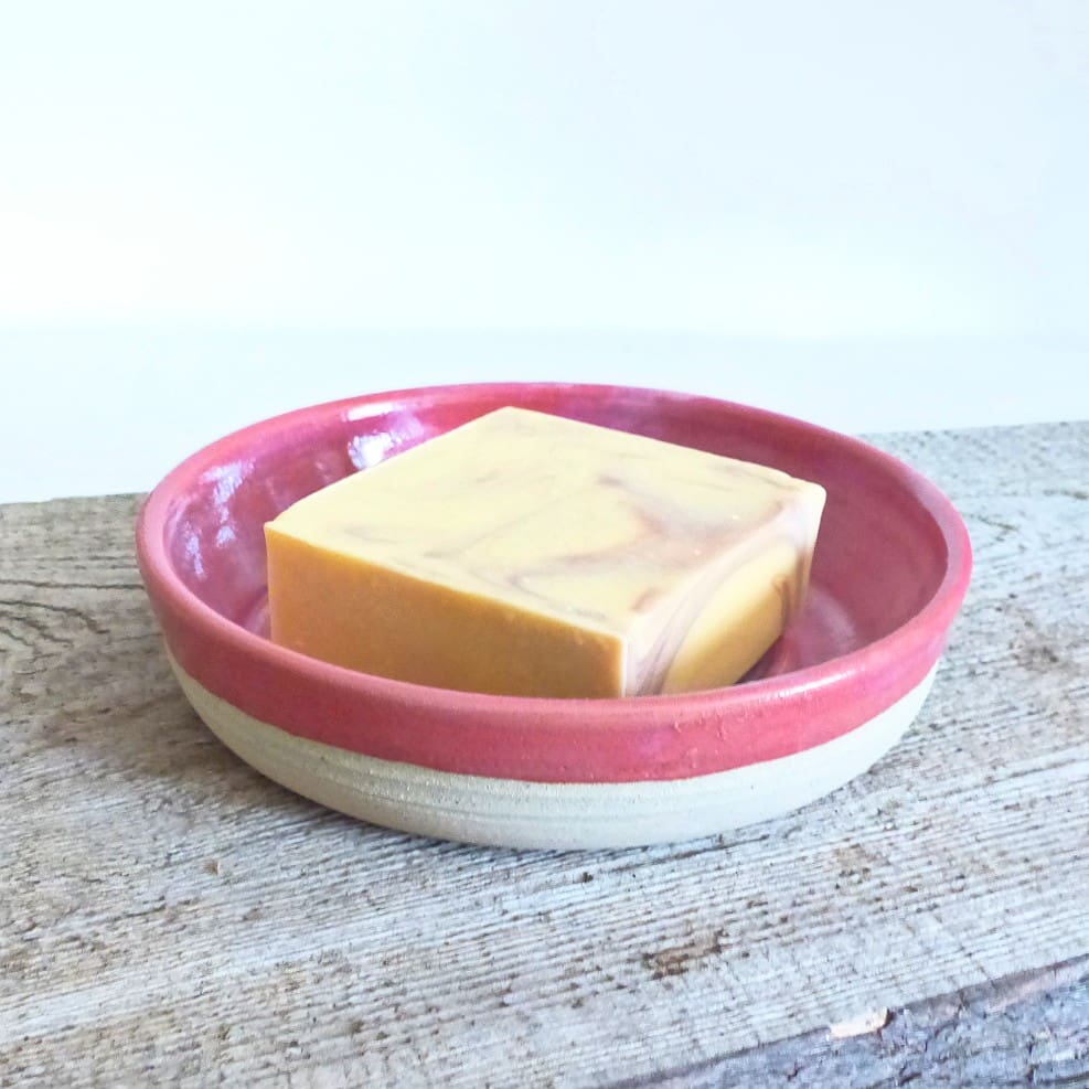 Pink Soap Dish Handmade Stoneware Studio Pottery