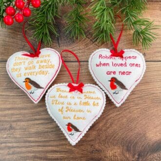 Robin Memory Heart Christmas Decorations Stuffed