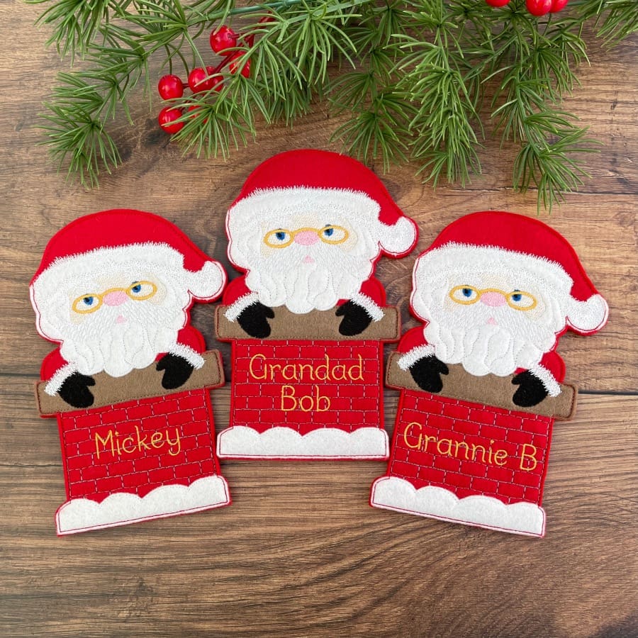 Santa in Chimney Felt Cutlery Holders Personalised Gift