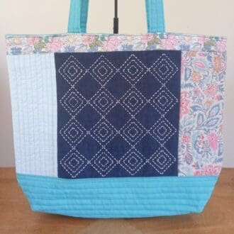 Sashiko panel tote bag