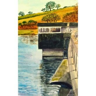 watercolour painting od Siblyback Dam Cornwall