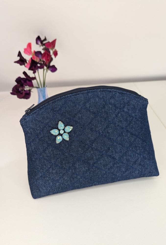 Denim quilted wash bag