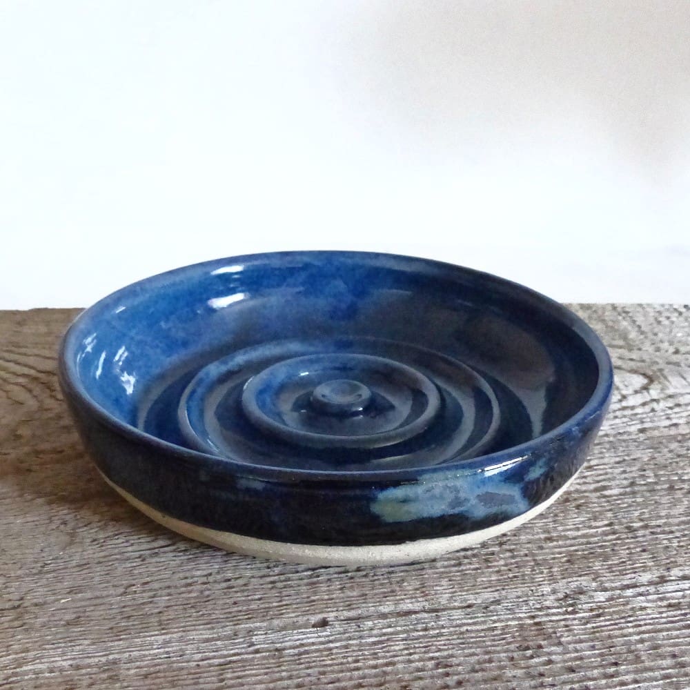 Blue Ceramic Stoneware Soap Dish