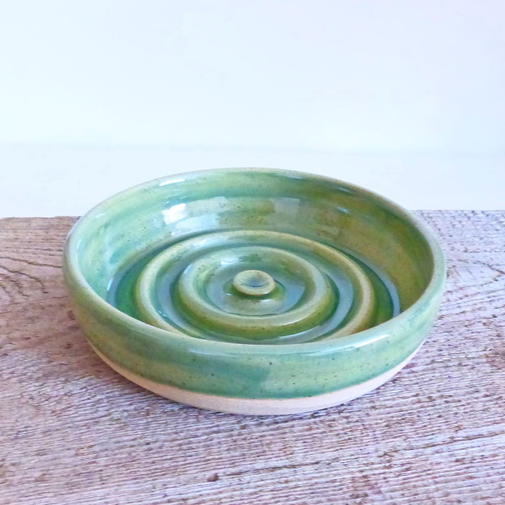 Green Soap Dish Handmade Wheelthrown UK Ceramic