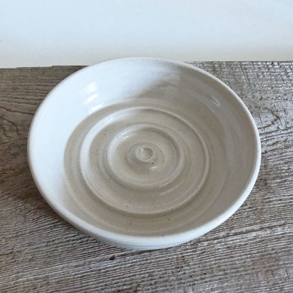 White Soap Dish Handmade Wheelthrown Ceramic