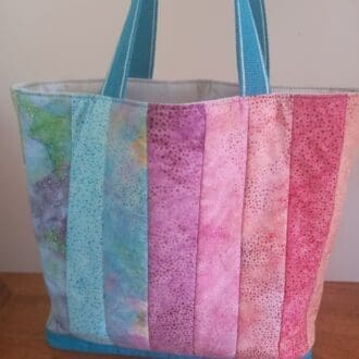 Striped batik fabric tote bag