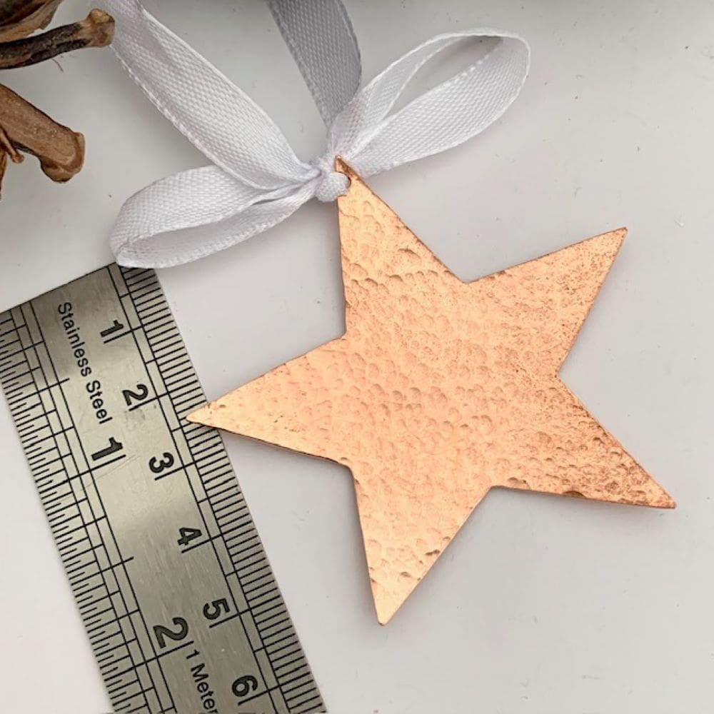 Textured Copper Star Christmas Tree Hanging Ornament