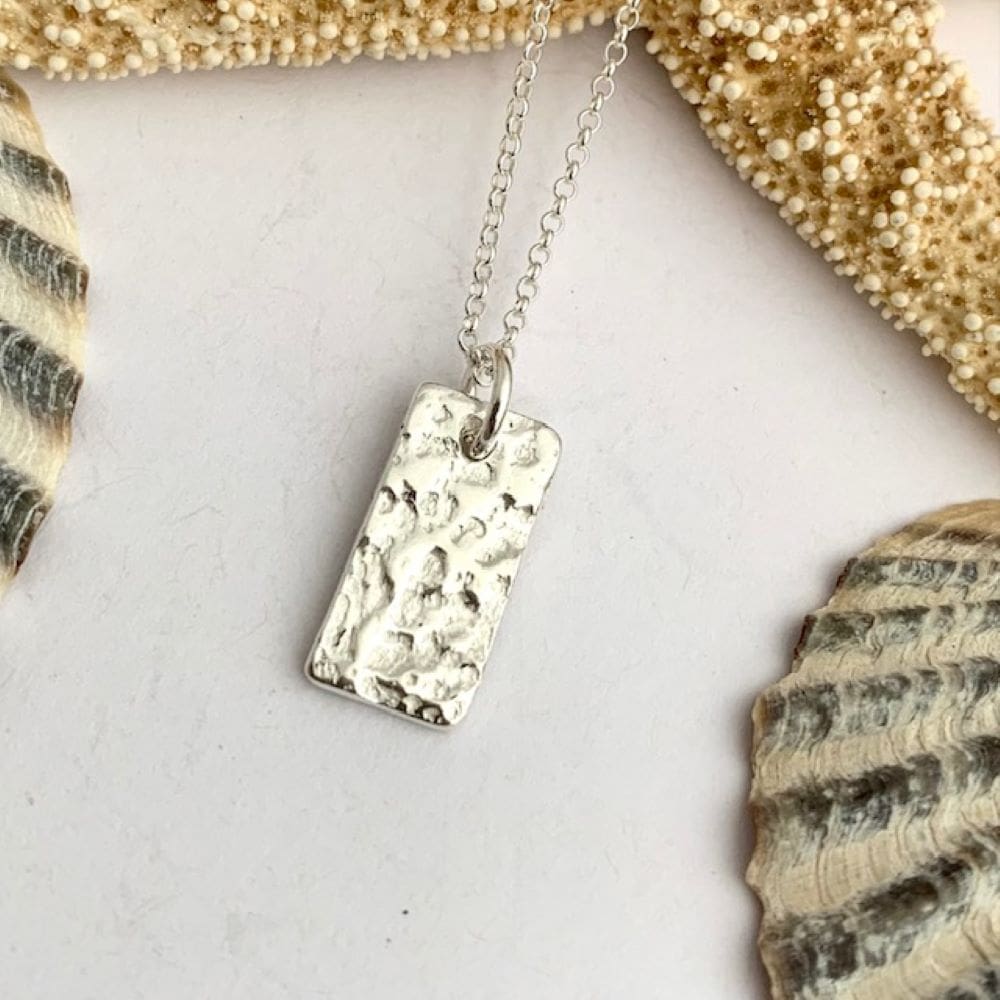 Textured Fine Silver Little Rectangle Pendant