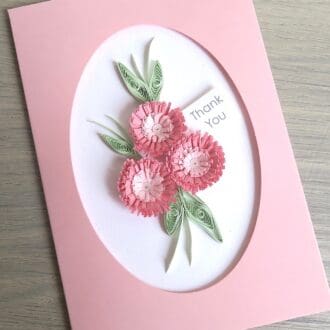 Handmade thank you card with quilled flowers