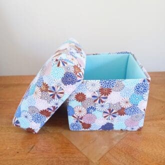 Turquoise metallic fabric covered trinket box