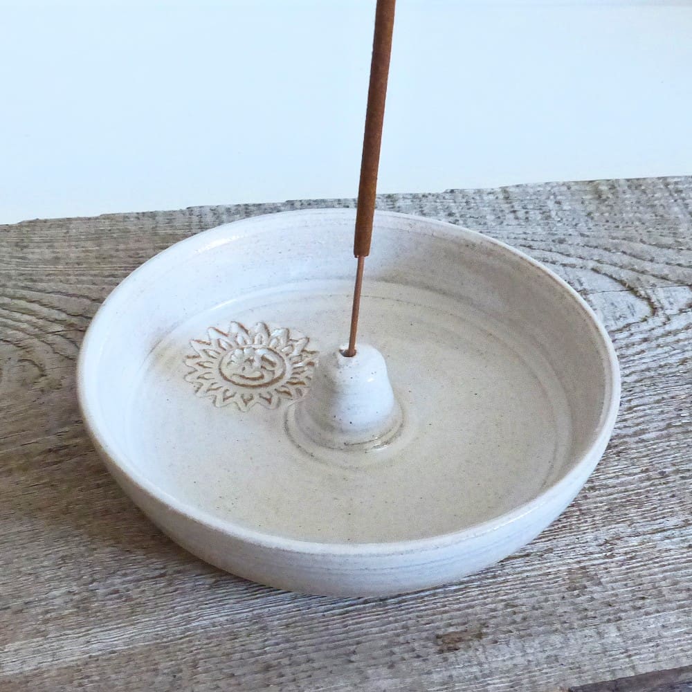 Incense Stick Holder Wheelthrown Om White