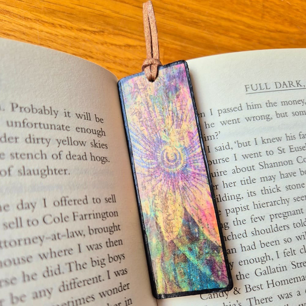 Wooden bookmark - floral - gift colourful