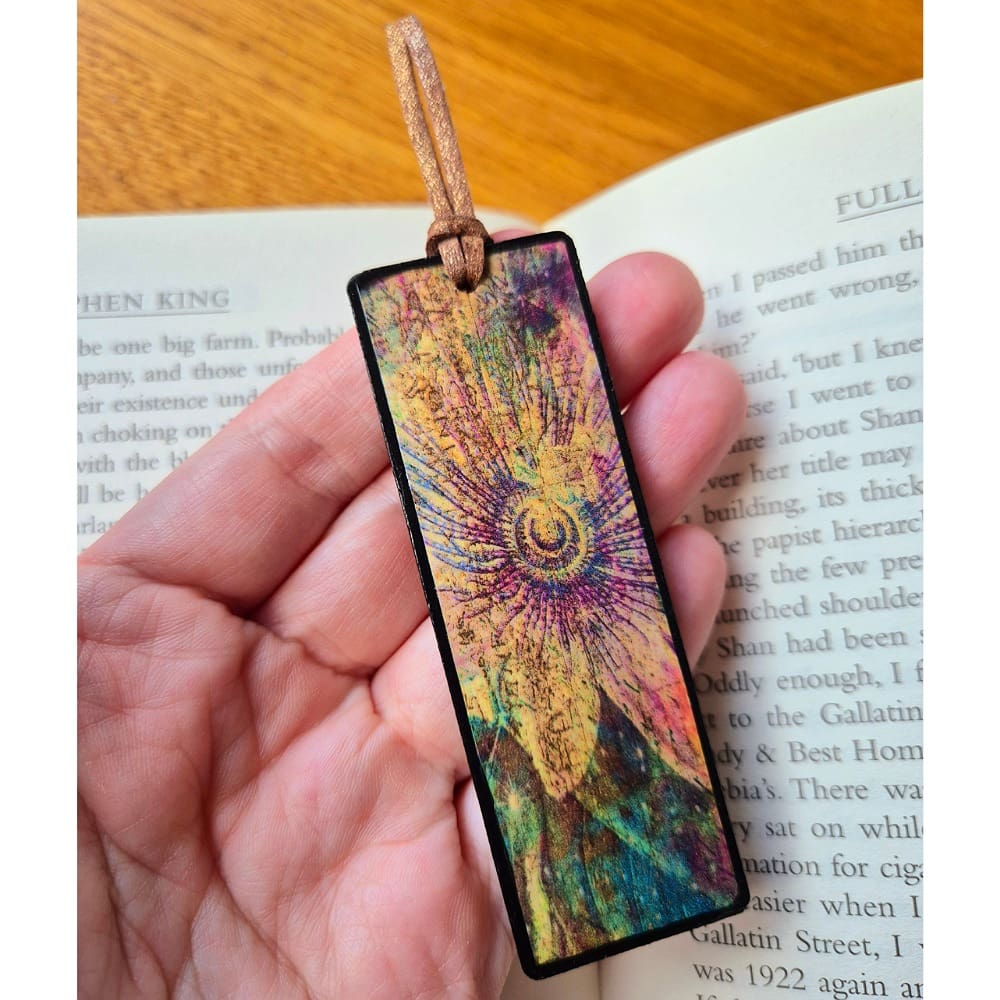 Wooden bookmark - floral - gift colourful