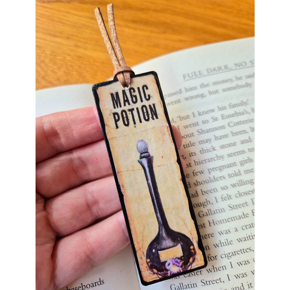 Wooden bookmark - magic potion - witch gift.