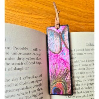 Wooden bookmark - peacock - feather