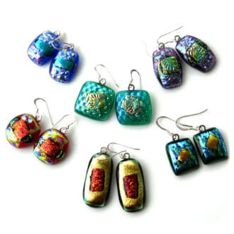 Dichroic glass fused earrings silver hook