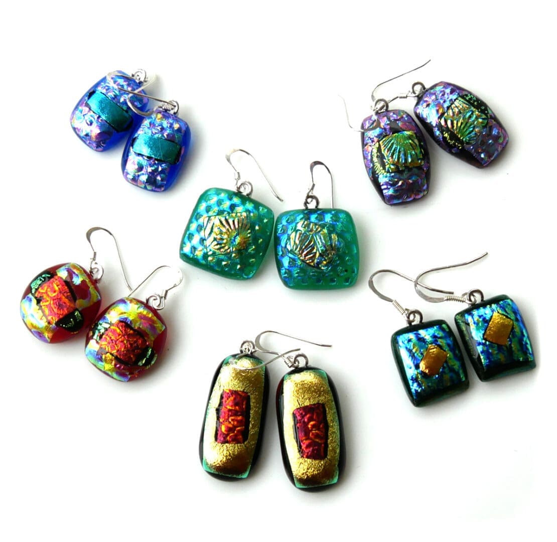 Dichroic glass fused earrings silver hook