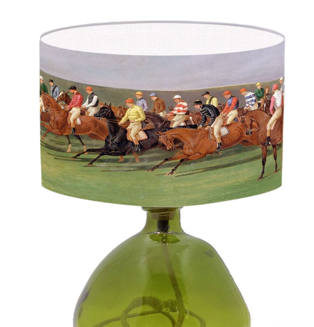 lampshade with horse racing vintage print horse lovers lamp shade