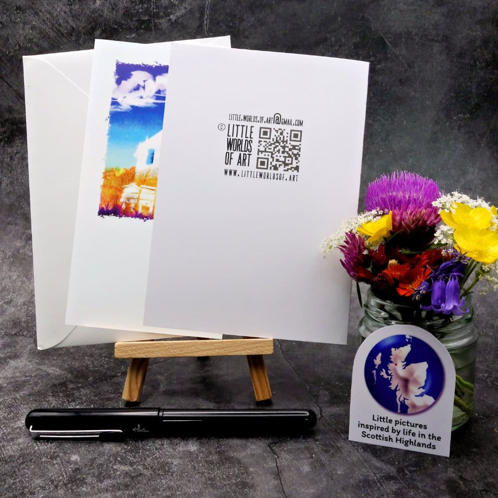 Image showing the back of The The Gable End card and envelope (portrait format)