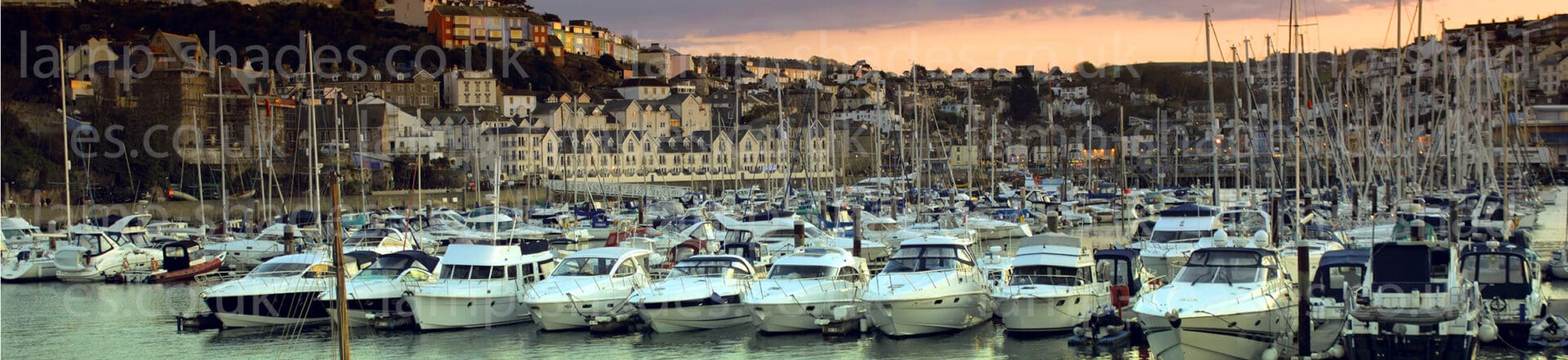 lampshade brixham harbour devon coastal lighting seaside print