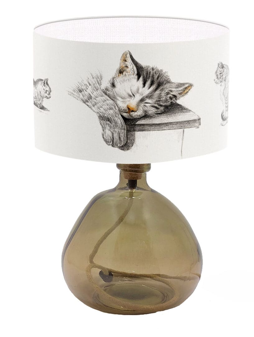 lampshade with cute cat print illustration cat sketch cat lovers