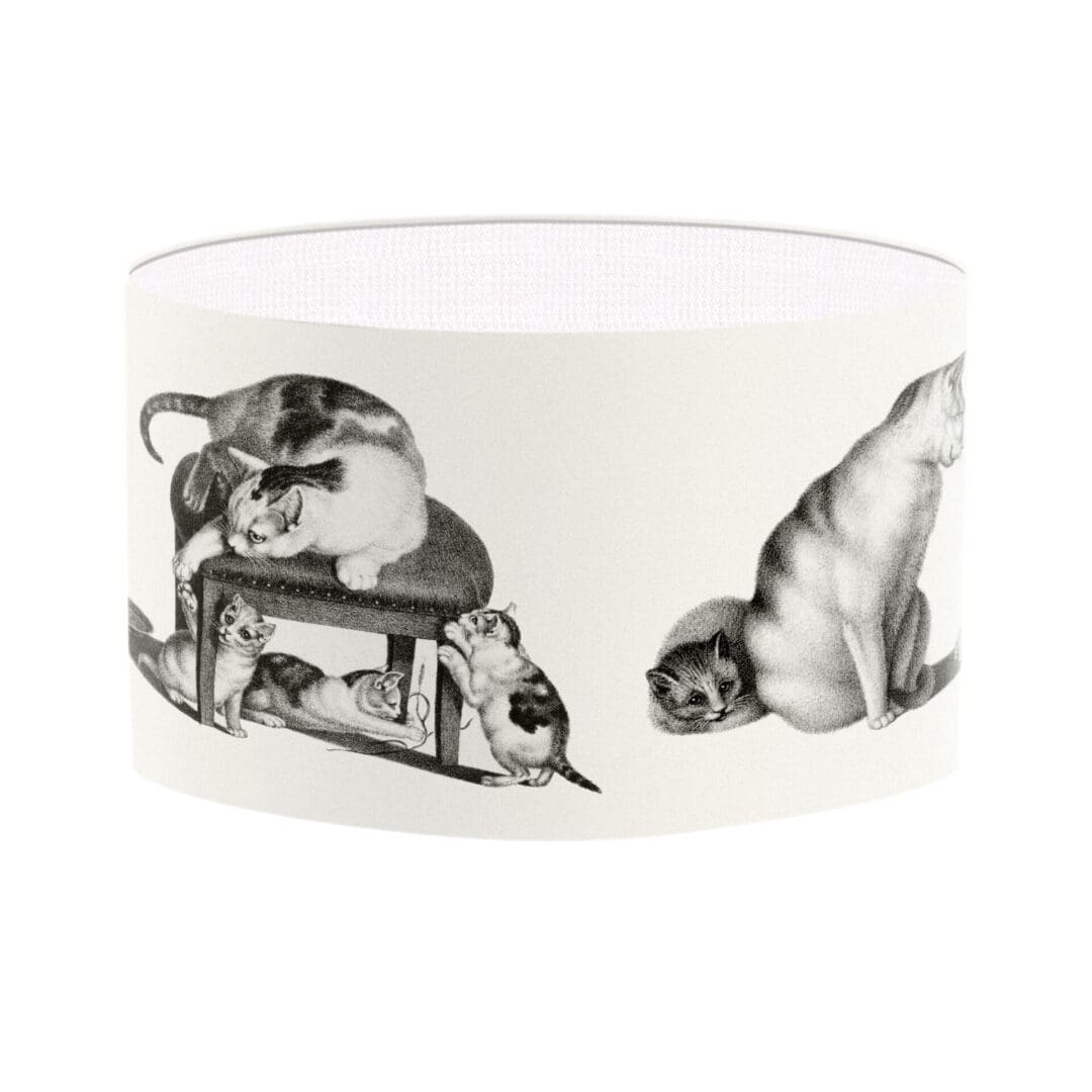 lampshade with cat illustration cat lovers lamp shade print