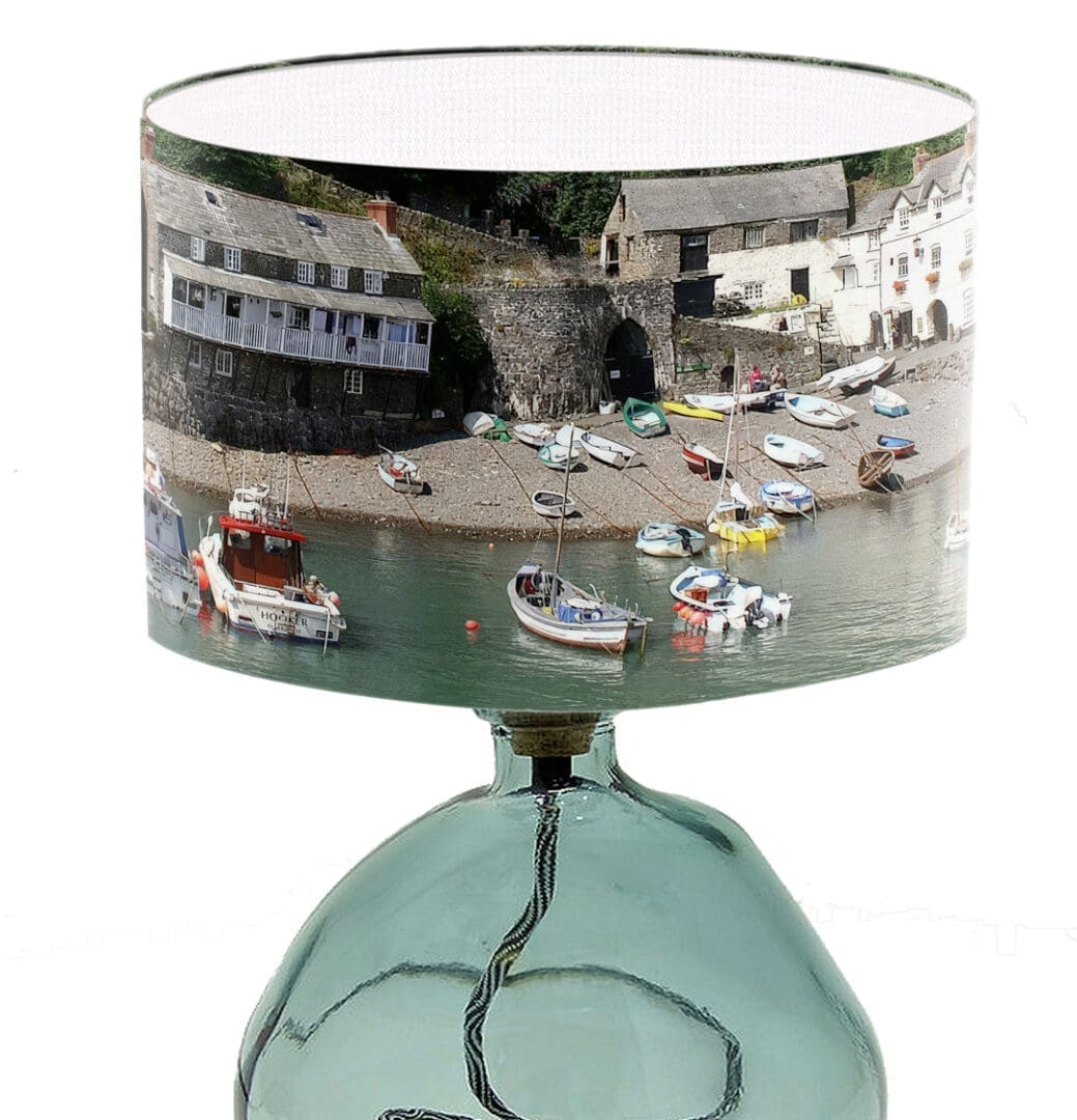 lampshade clovelly seaside print coastal lamp shade home lighting