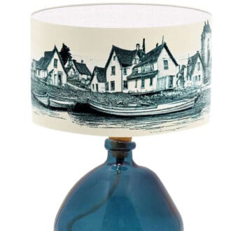 lampshade with coastal scene seaside lamp shade cream blue lampshade designer lighting