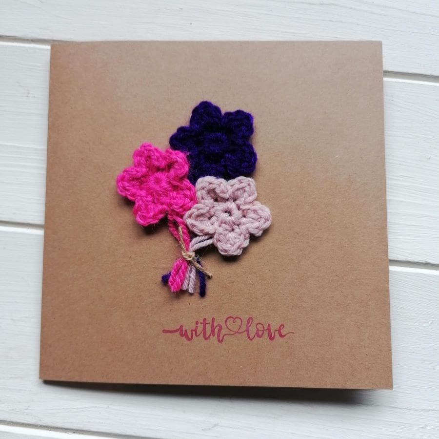 crocheted flower cards