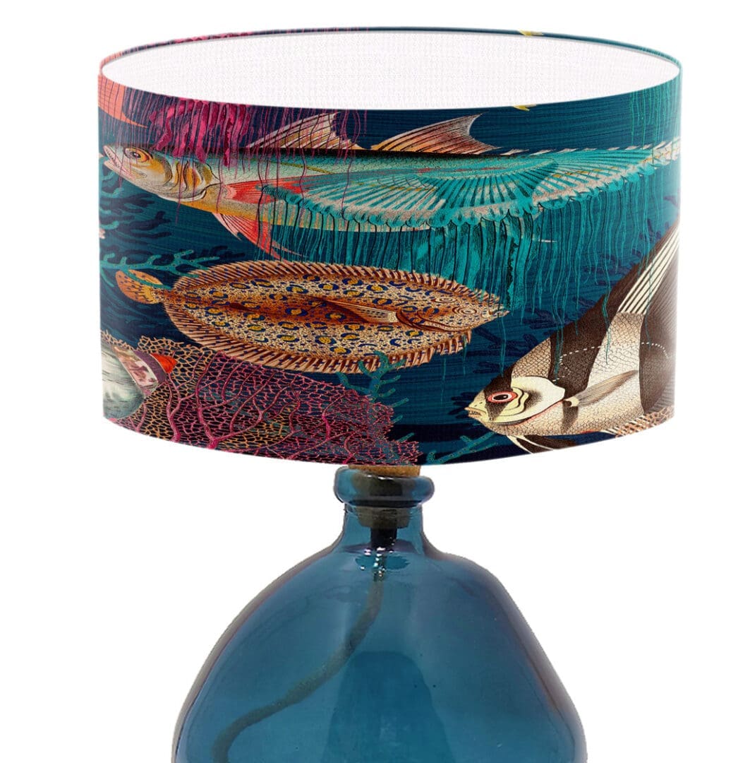 lampshade with exotic fish print table lamp shade