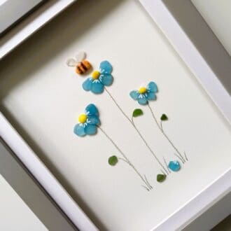 sea glass forget me nots in grey frame