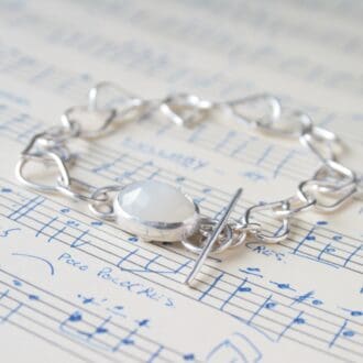 Sterling silver moonstone bracelet with toggle clasp