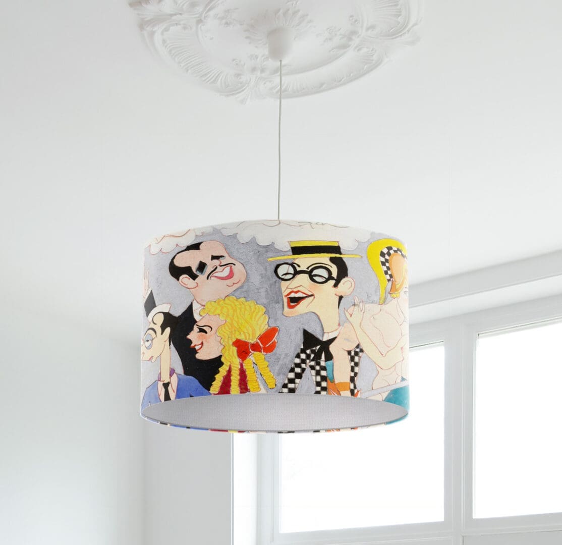 modern lampshade with fun people bright colorful lampshade designer lighting